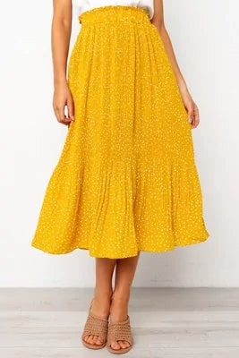 Women's Elastic High Waist Pleated Midi Skirt | Fashionsarah.com