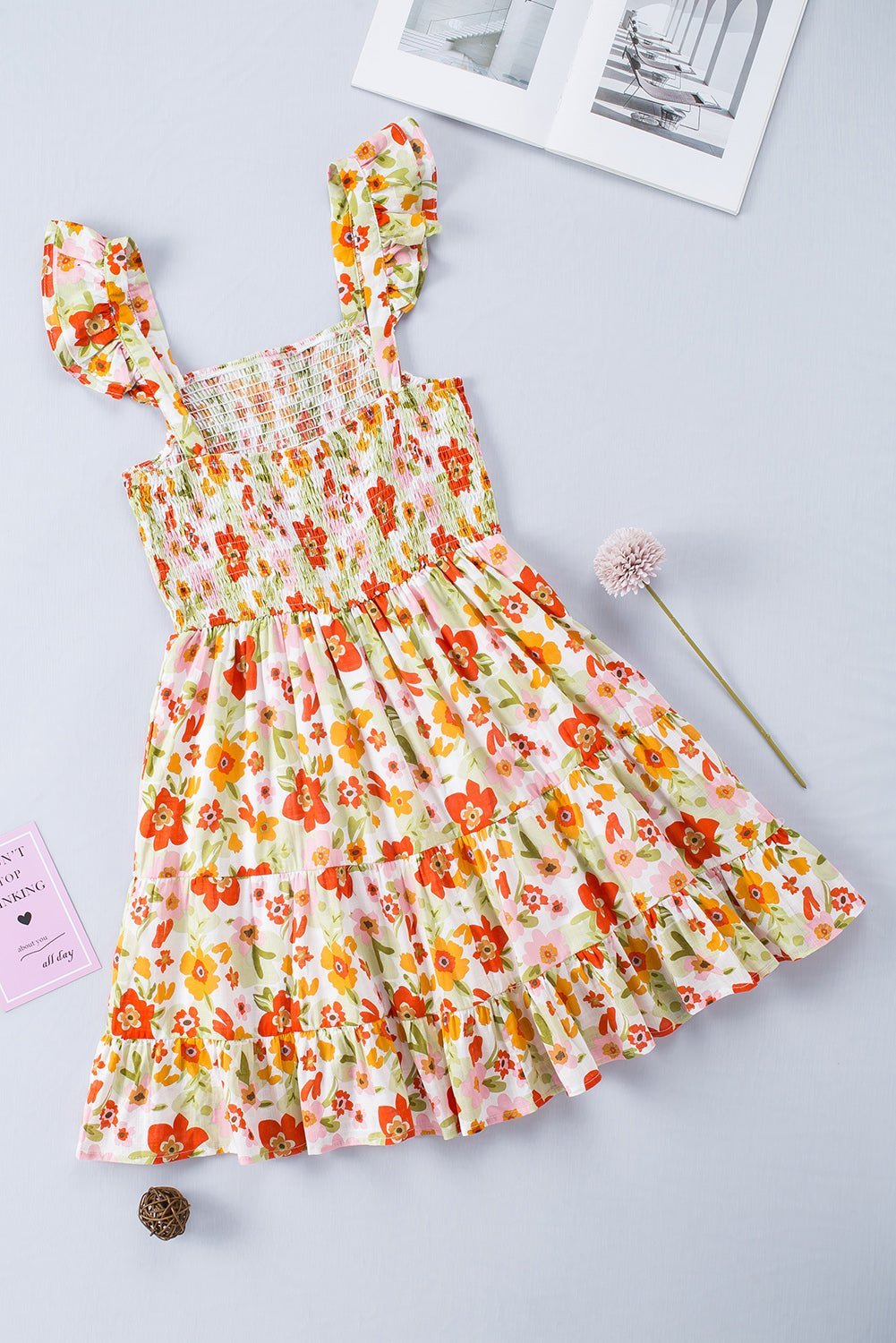 Ruffled Sleeveless High Rise Floral Mini Dress | Fashionsarah.com