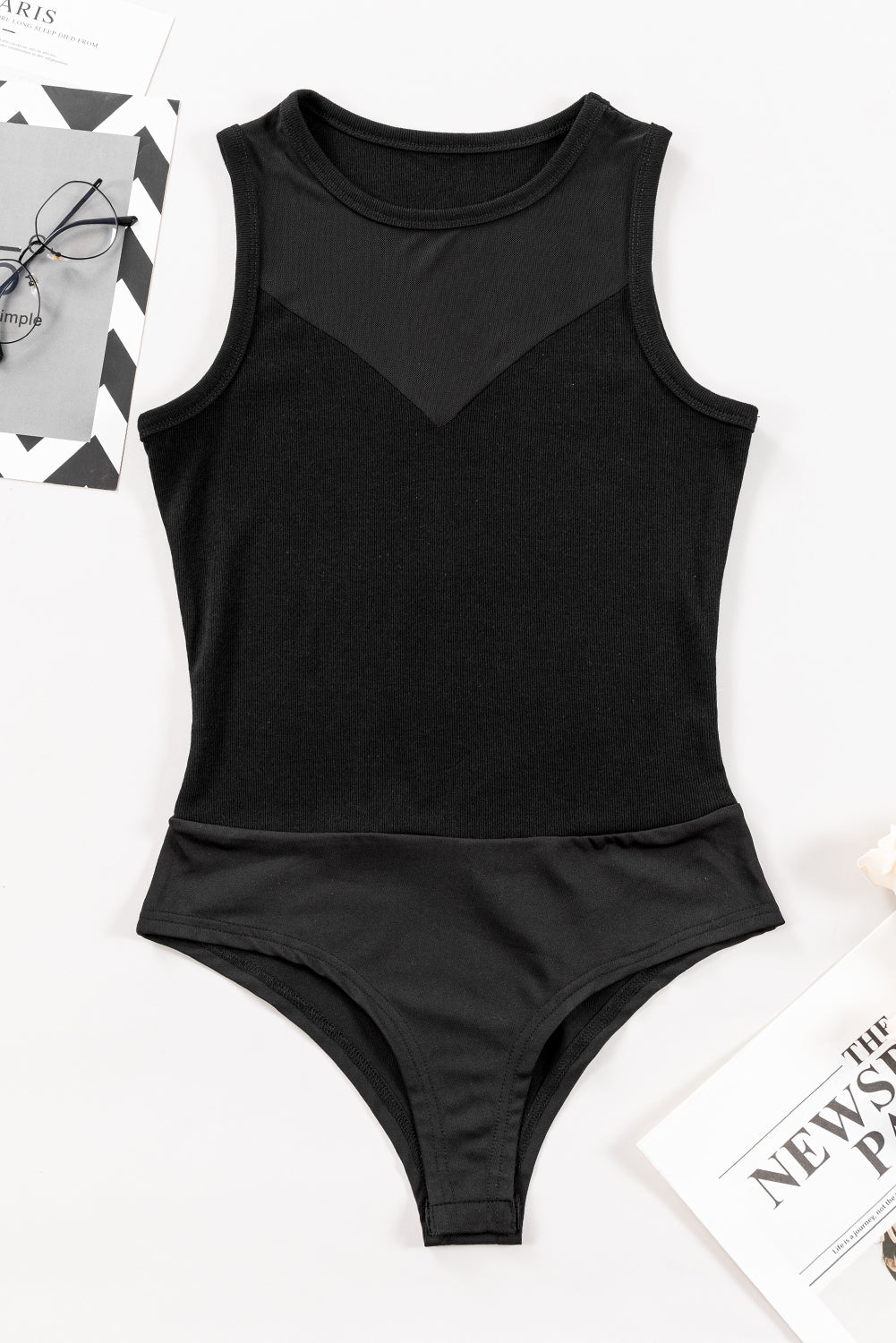 Round Neck Sleeveless Bodysuit | Fashionsarah.com