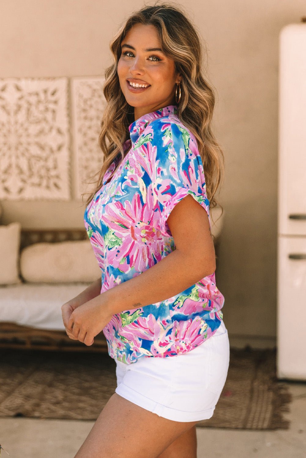 Floral Buttoned Sheath Shirts | Fashionsarah.com