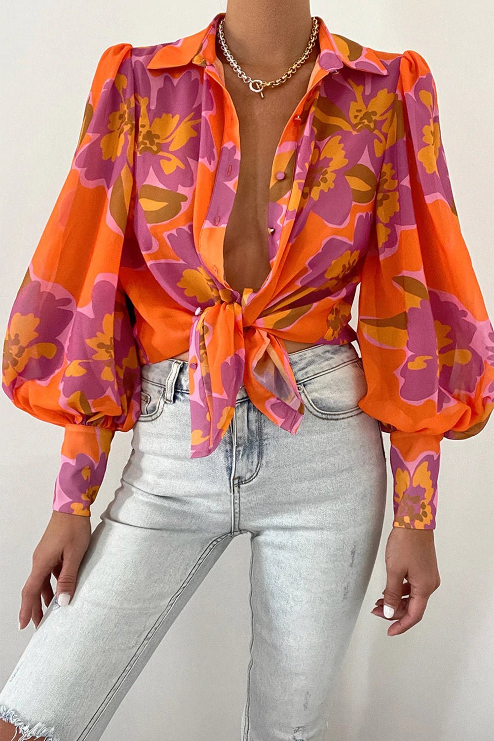 Flower Lantern Sleeve Women Shirt | Fashionsarah.com