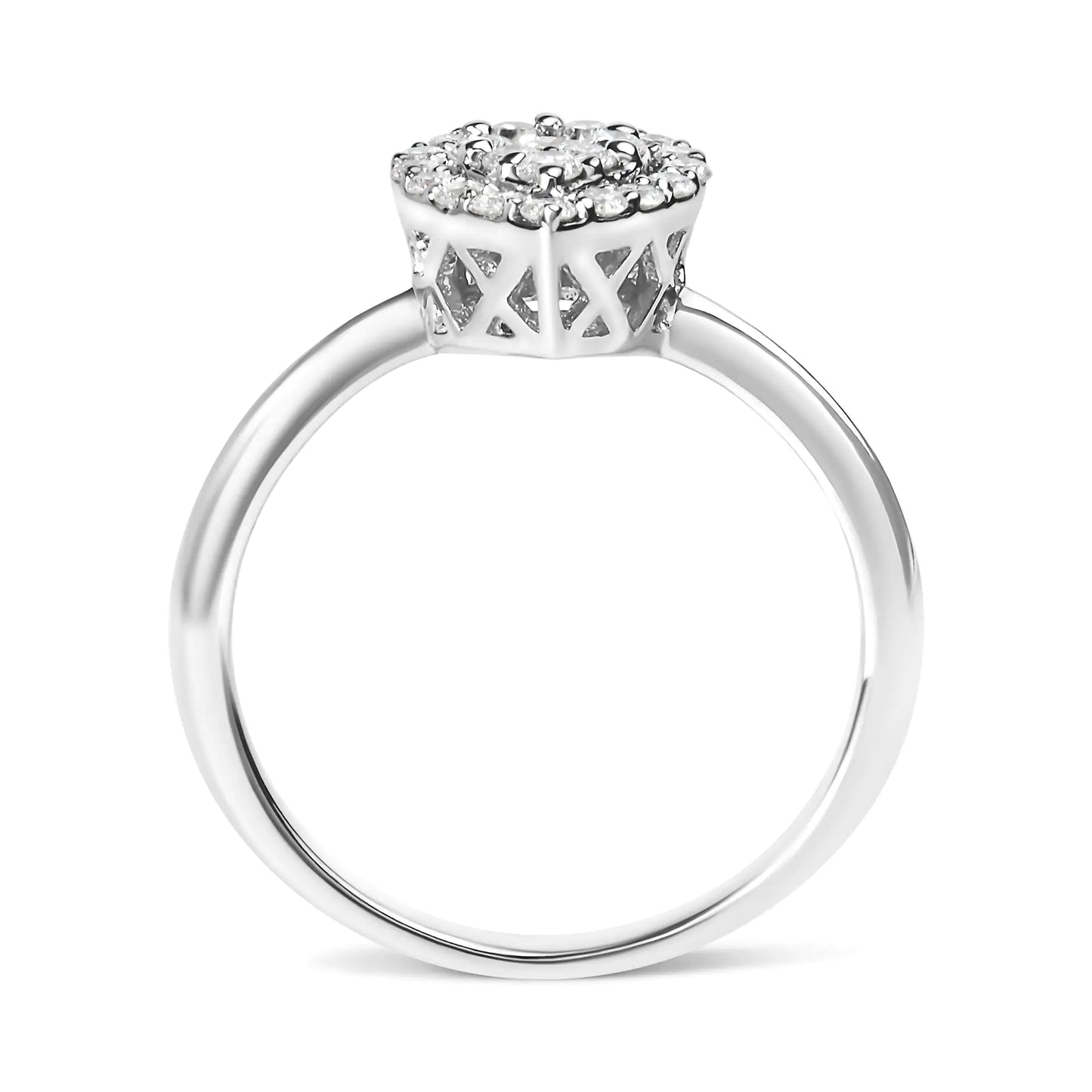 10K White Gold 3/8 Cttw Round-Cut Lab Grown Diamond Cluster Pear Promise Ring (G-H Color, VS2-SI1 Clarity) | Fashionsarah.com