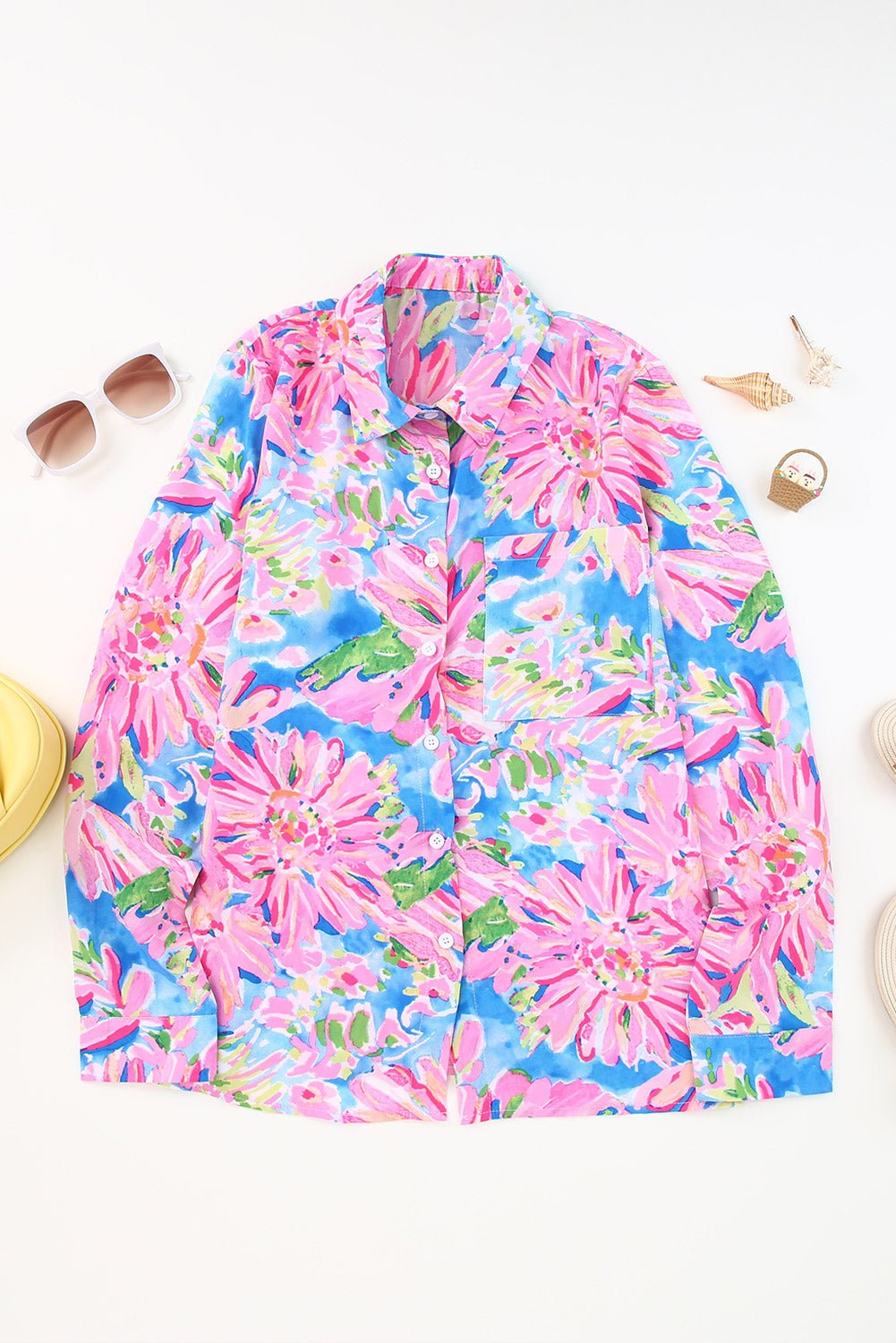 Floral Buttoned Sheath Shirts | Fashionsarah.com