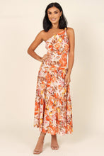 Load image into Gallery viewer, Orange Floral Print Pleated Dress | Fashionsarah.com