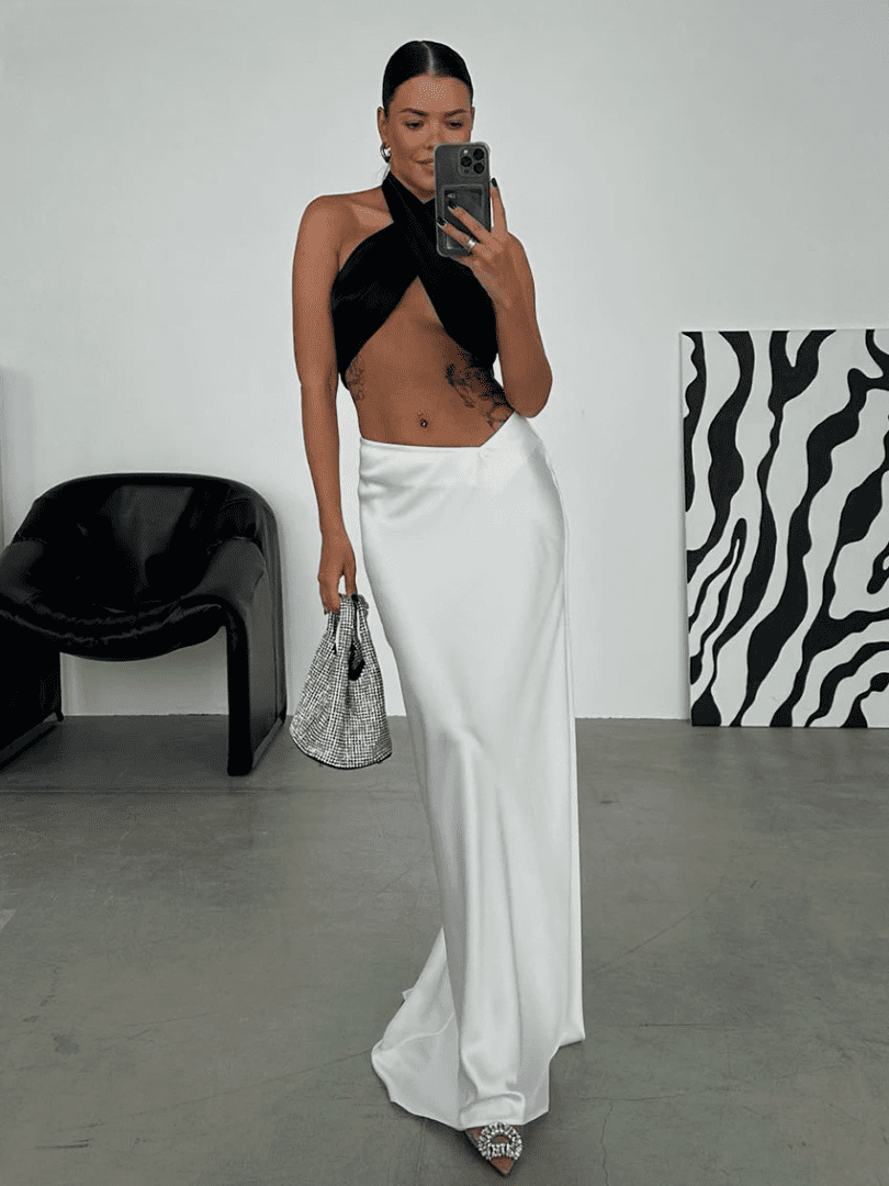 Loose White Satin Women Skirt | Fashionsarah.com