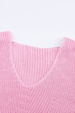 Load image into Gallery viewer, Pink Ribbed Knit V Neck Sweater | Fashionsarah.com