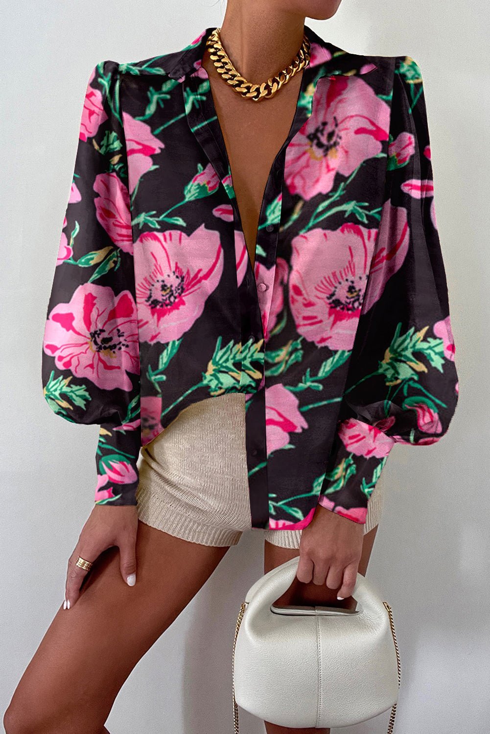 Flower Lantern Sleeve Women Shirt | Fashionsarah.com