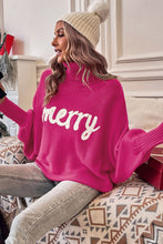 Load image into Gallery viewer, Rose Merry Letter Embroidered High Neck Sweater | Fashionsarah.com