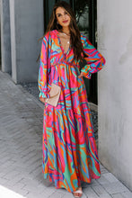 Load image into Gallery viewer, Multicolor Wild Lotus Ruffle Tiered Maxi Dress | Fashionsarah.com