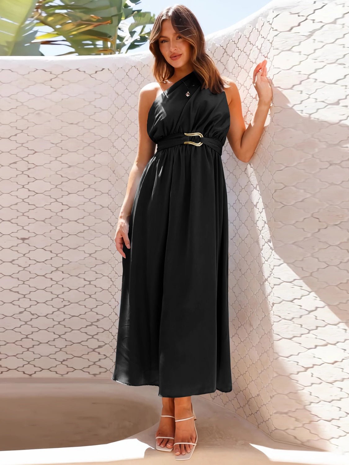 Single Shoulder Midi Dress | Fashionsarah.com