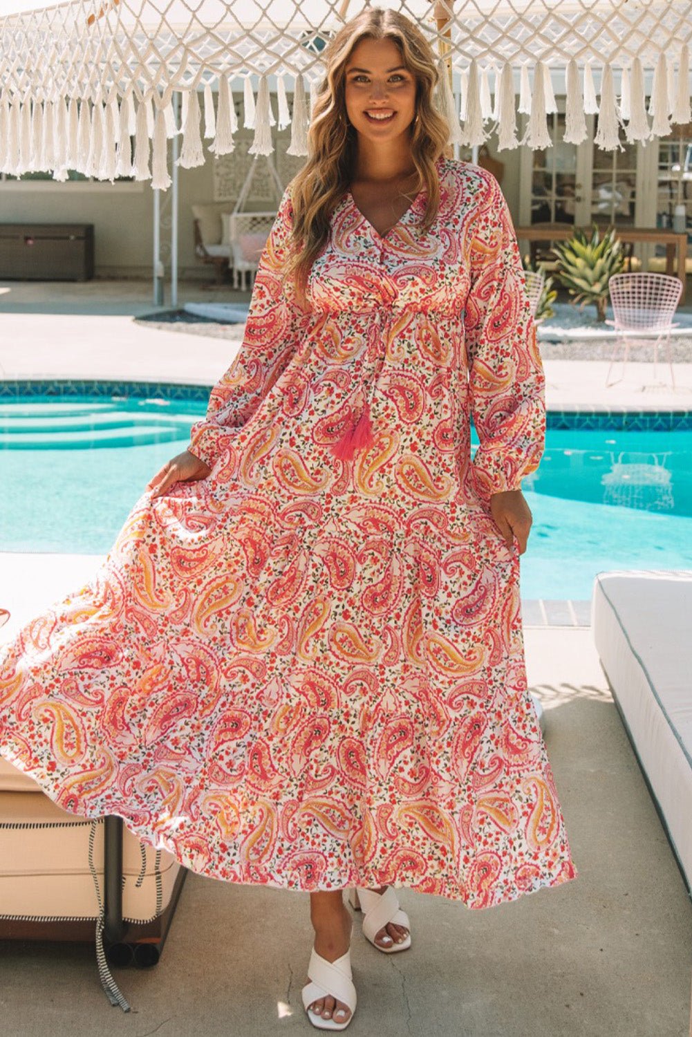 Boho Holiday Paisley Maxi Dress | Fashionsarah.com