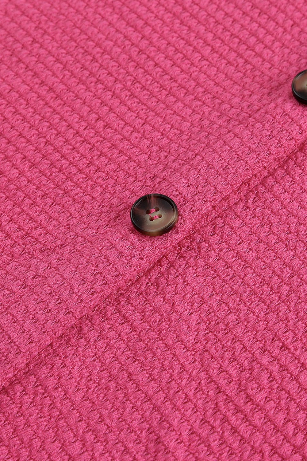 Fashionsarah.com Fashionsarah.com Pink Waffle Knit Button Up Casual Shirt