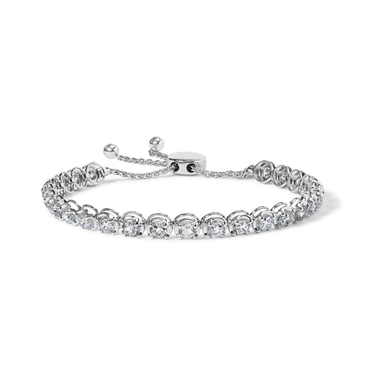 14K White Gold 6.00 Cttw Diamond 4”-10” Adjustable Bolo Tennis Bracelet (I-J Color, I1-I2 Clarity) | Fashionsarah.com