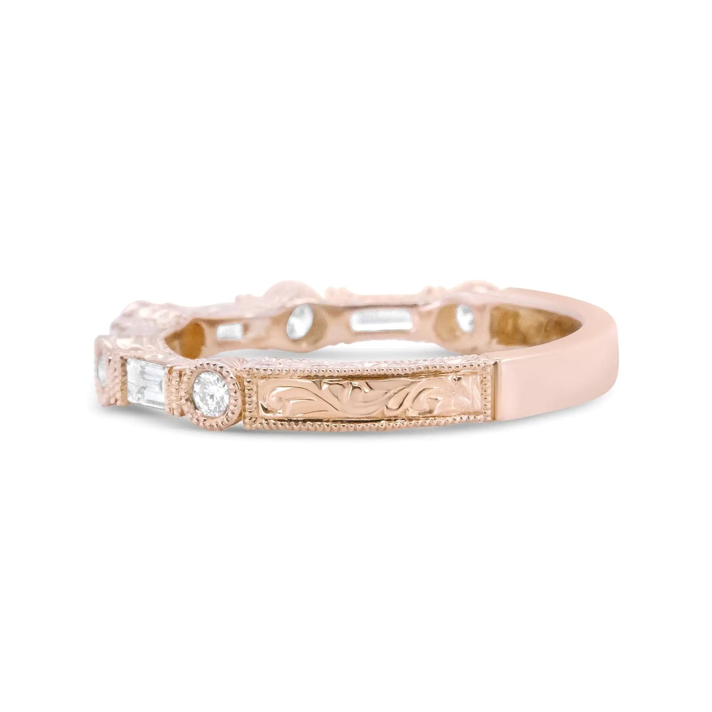 14K Rose Gold 3/8 Cttw and Round Diamond Bridal Band - (H-I Color, VS1-VS2 Clarity) | Fashionsarah.com