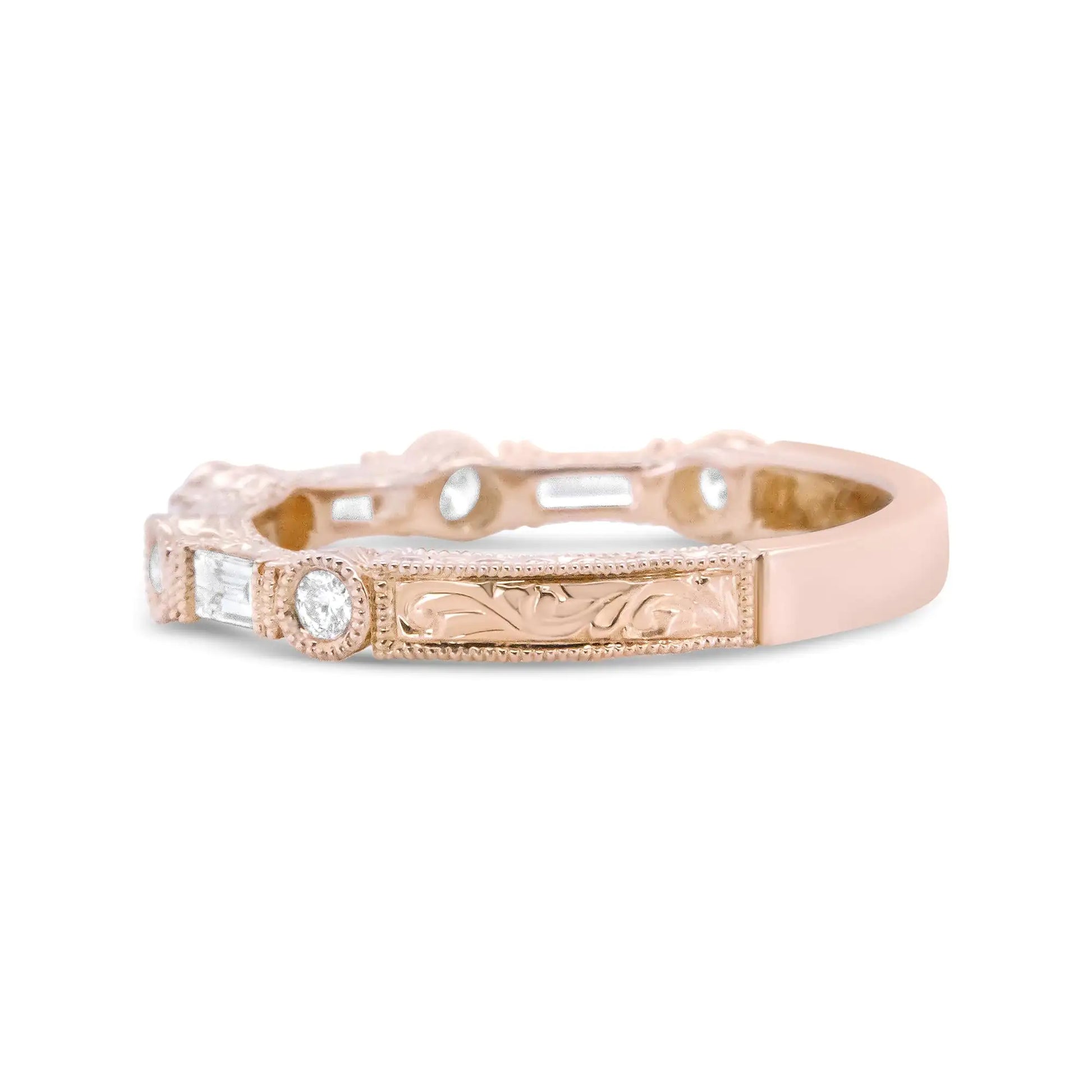 14K Rose Gold 3/8 Cttw and Round Diamond Bridal Band - (H-I Color, VS1-VS2 Clarity) | Fashionsarah.com