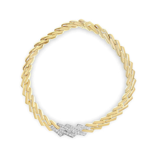 14k Yellow Gold 2 3/4 Cttw Pave Diamond Miami Cuban Curb Link Chain 16" Necklace (H-I Color, SI1-SI2 Clarity) | Fashionsarah.com