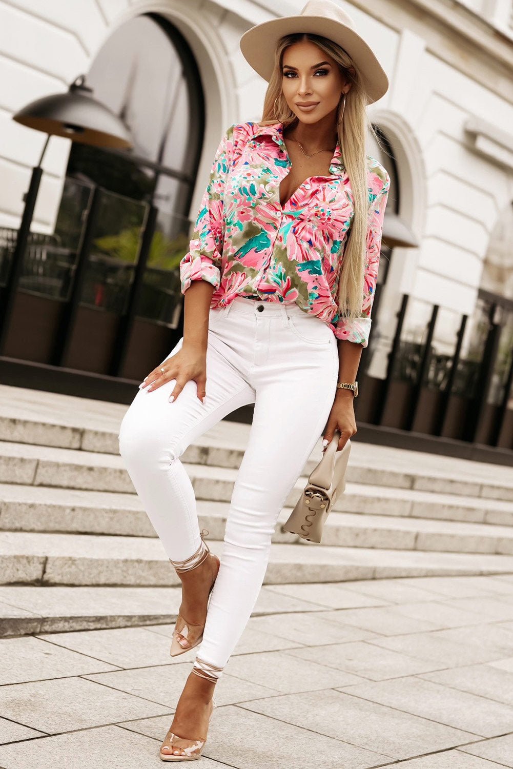 Floral Buttoned Sheath Shirts | Fashionsarah.com