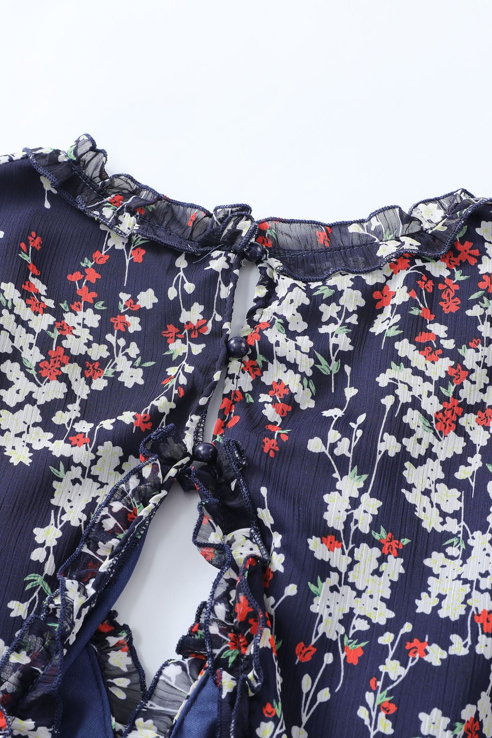 Fashionsarah.com Ruffle Detailing Open Back Floral Dresses