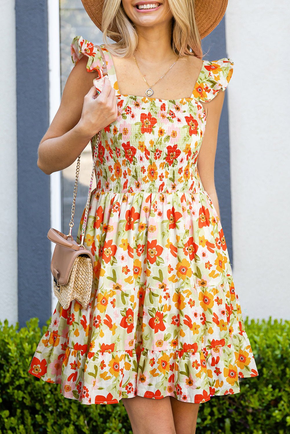 Fashionsarah.com Ruffled Sleeveless High Rise Floral Mini Dress