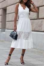 Load image into Gallery viewer, White Lace Crochet Patchwork Sleeveless Long Dress | Fashionsarah.com