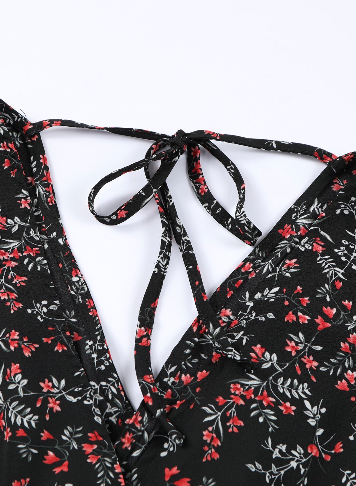 Black Floral Ruffled Crop Top and Maxi Skirt | Fashionsarah.com