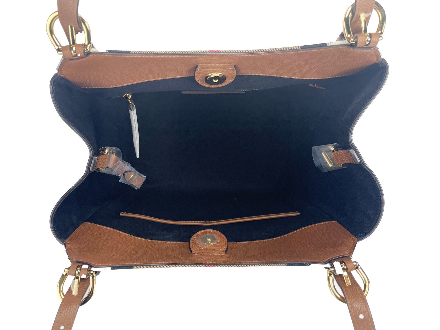 Fashionsarah.com Fashionsarah.com Burberry Small Canterby Tan Leather Check Canvas Tote Bag Purse