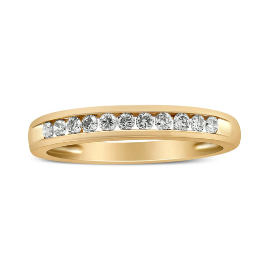 IGI Certified 1/4 Cttw Diamond 10K Yellow Gold Channel Set Band Style Ring (J-K Color, I2-I3 Clarity) | Fashionsarah.com