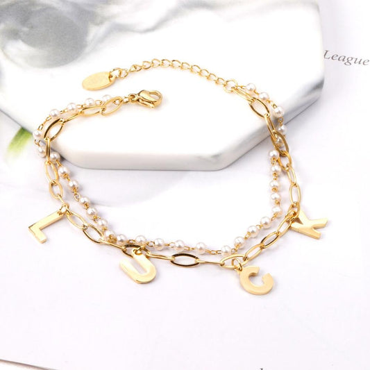 Fashionsarah.com Gold Color Luck Pendant Bracelet