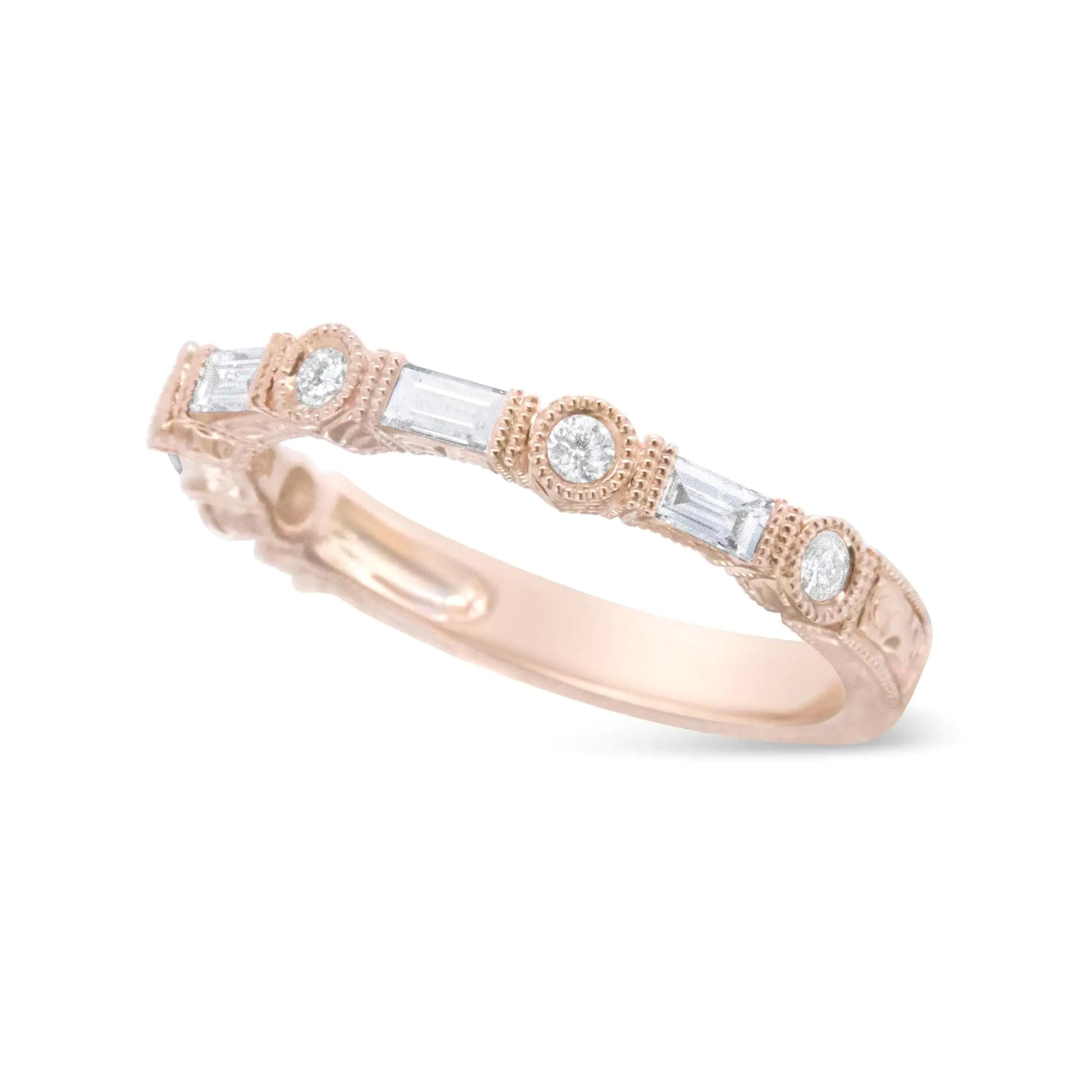 14K Rose Gold 3/8 Cttw and Round Diamond Bridal Band - (H-I Color, VS1-VS2 Clarity) | Fashionsarah.com