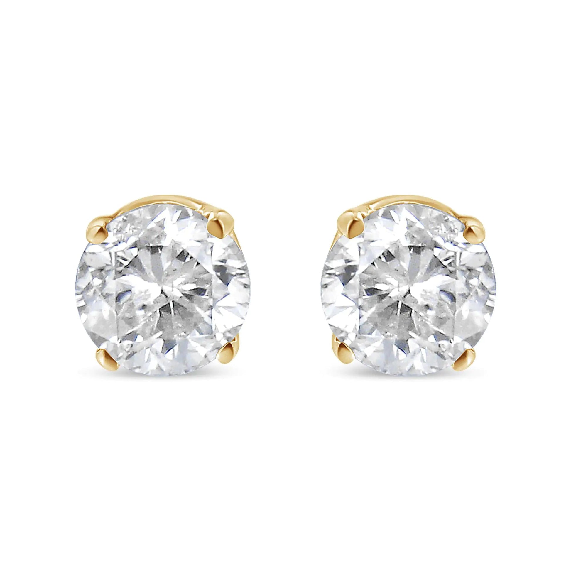 14K Yellow Gold 1/2 Cttw Round-Cut Diamond Solitaire Stud Earrings (O-P Color, SI2-I1 Clarity) | Fashionsarah.com