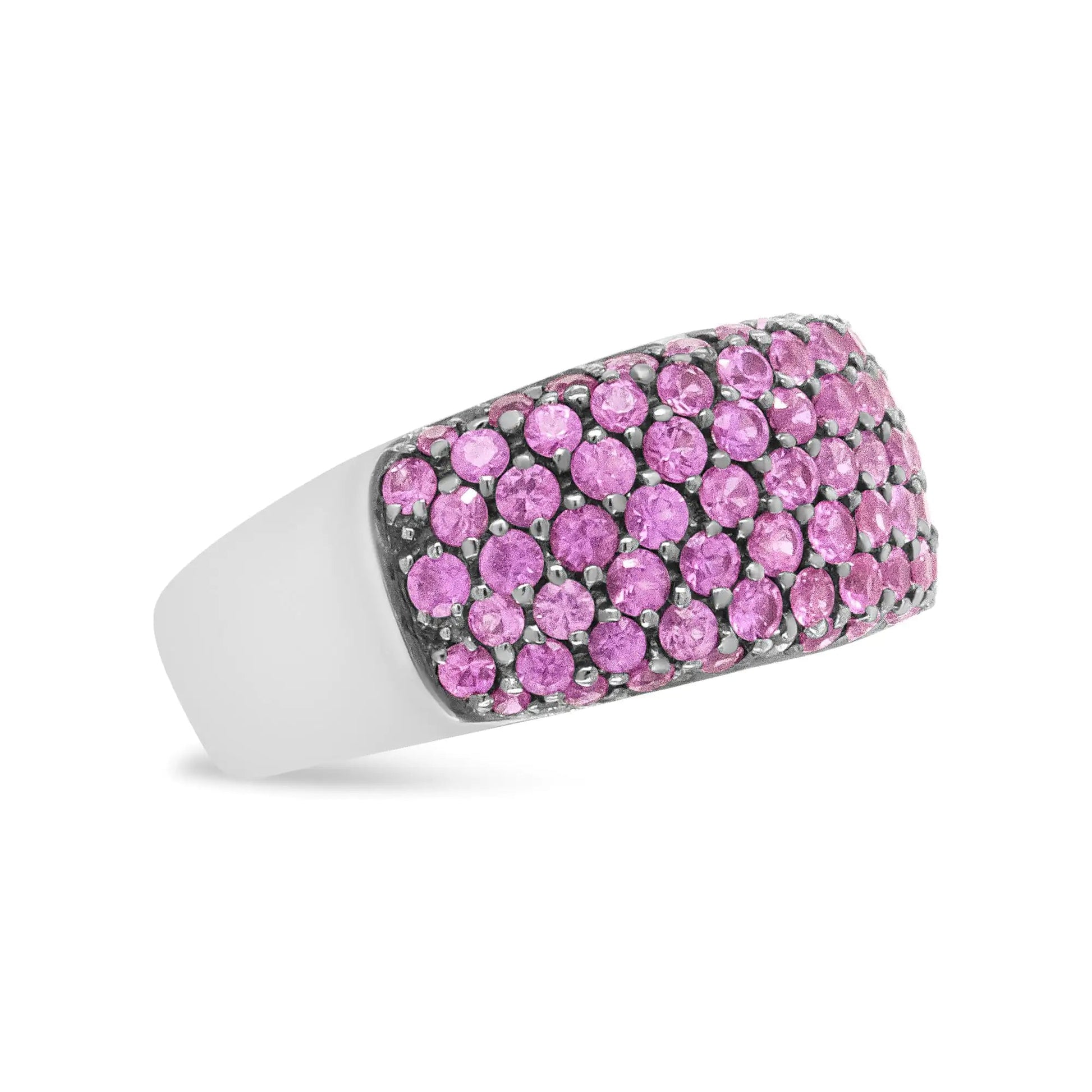 18K White Gold and Black Rhodium Multi Row Pink Sapphire Classic Band Ring | Fashionsarah.com