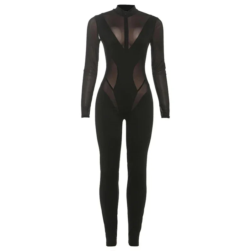 Stretch High Neck Zipper Jumpsuit - Fashionsarah.com