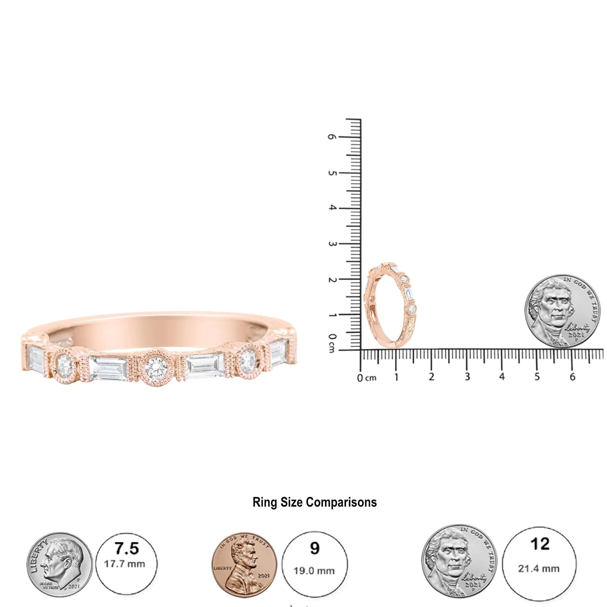 14K Rose Gold 3/8 Cttw and Round Diamond Bridal Band - (H-I Color, VS1-VS2 Clarity) | Fashionsarah.com