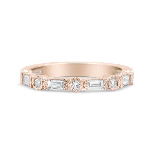 14K Rose Gold 3/8 Cttw and Round Diamond Bridal Band - (H-I Color, VS1-VS2 Clarity) | Fashionsarah.com