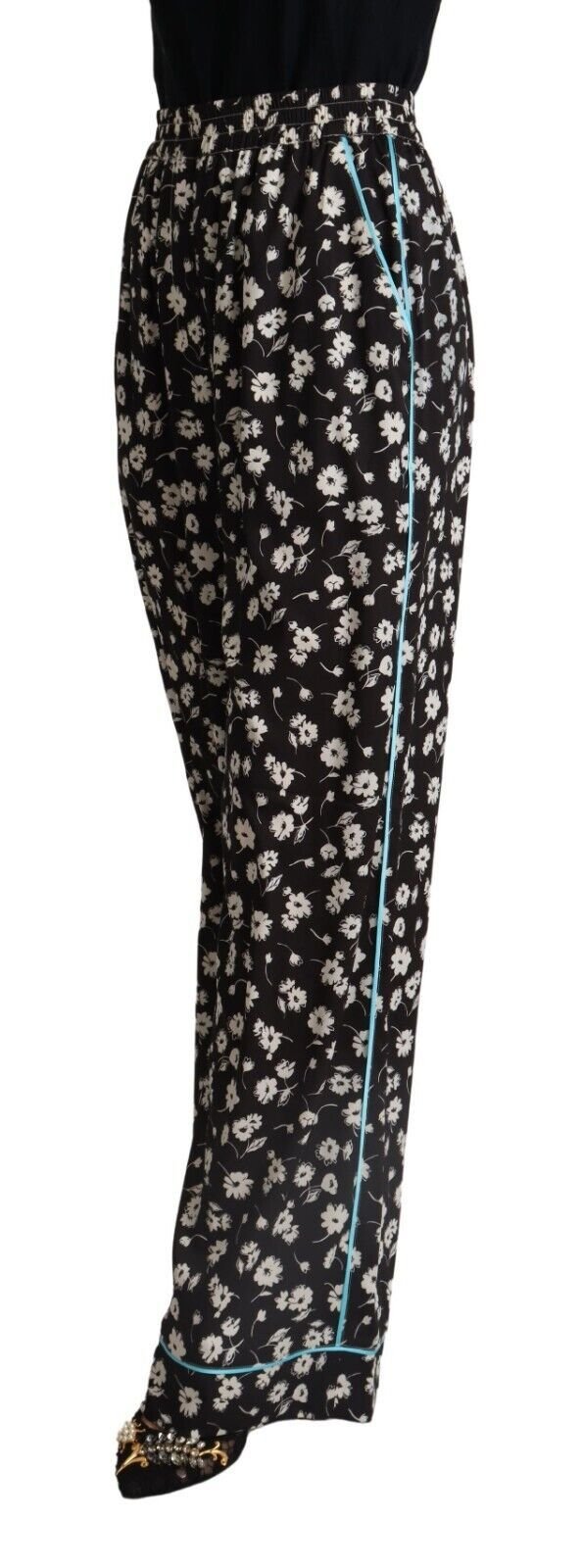 Dolce & Gabbana Elegant Floral Wide Leg Pants | Fashionsarah.com