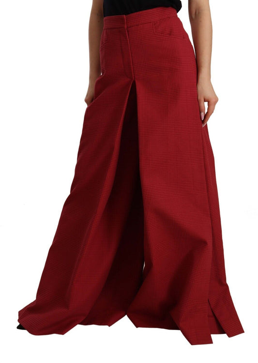 Dolce & Gabbana Elegant High Waist Wide Leg Pants in Red | Fashionsarah.com