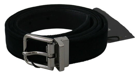 Fashionsarah.com Fashionsarah.com Dolce & Gabbana Elegant Black Leather Belt with Velvet Interior