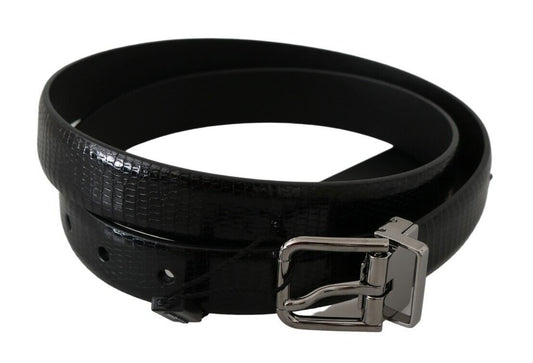 Fashionsarah.com Fashionsarah.com Dolce & Gabbana Elegant Lizard Skin Leather Belt in Black