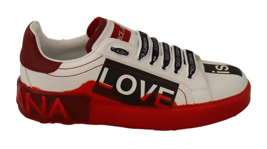 Fashionsarah.com Fashionsarah.com Dolce & Gabbana Asymmetrical Graphic Leather Sneakers