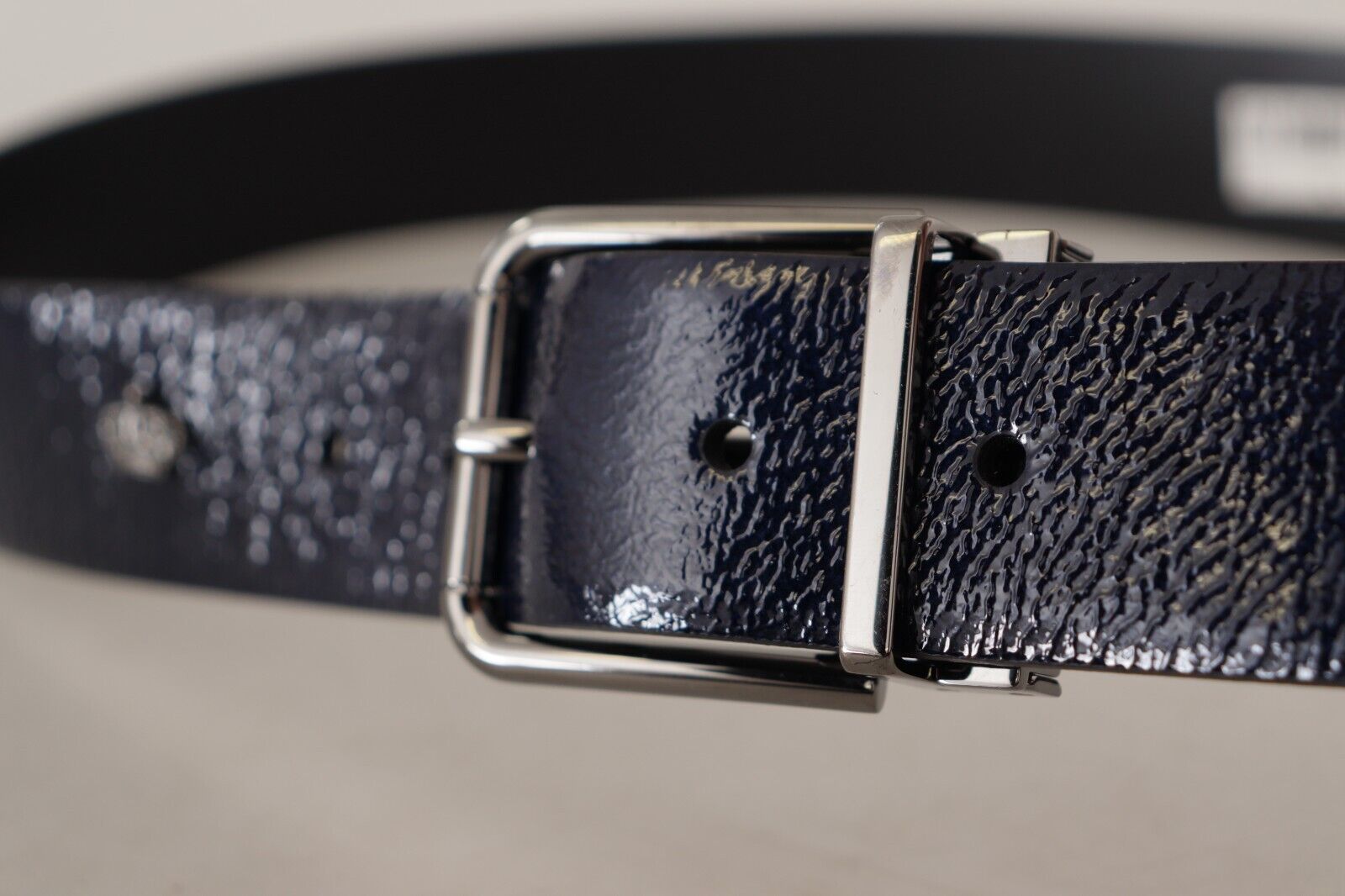 Dolce & Gabbana Elegant Blue Leather Belt with Silver Buckle | Fashionsarah.com