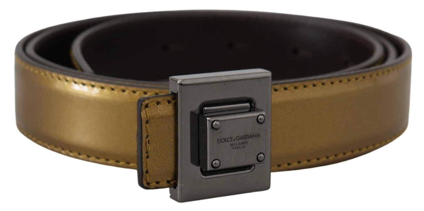 Fashionsarah.com Fashionsarah.com Dolce & Gabbana Gold Square Buckle Leather Belt