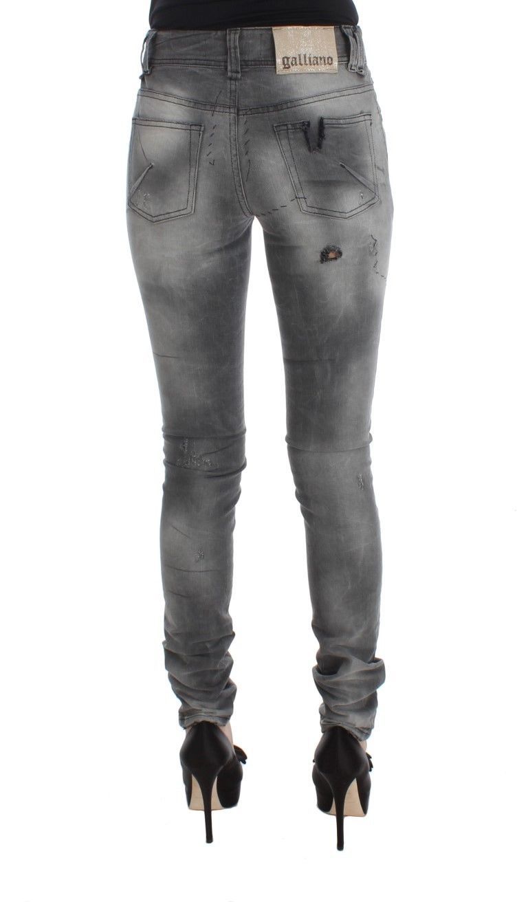 John Galliano Chic Gray Slim Fit Designer Jeans | Fashionsarah.com