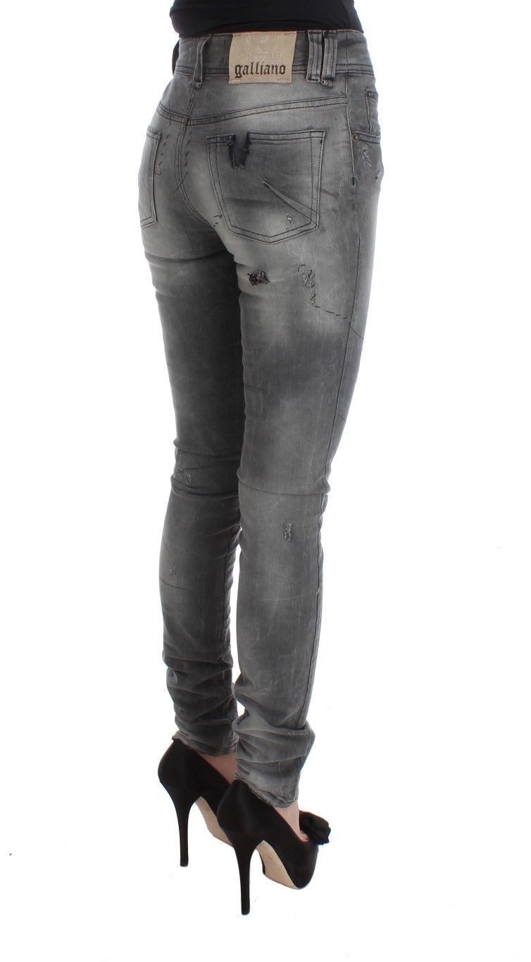John Galliano Chic Gray Slim Fit Designer Jeans | Fashionsarah.com
