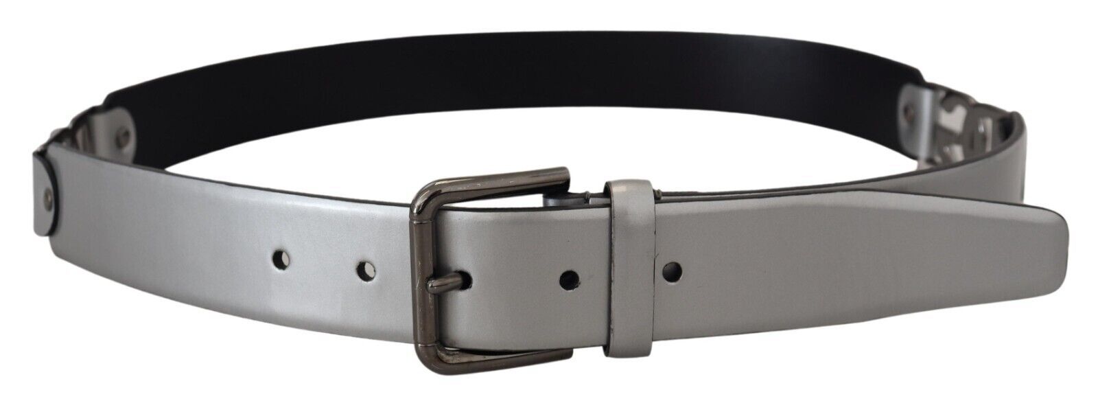 Dolce & Gabbana Chic Silver Leather Belt with Metal Buckle | Fashionsarah.com