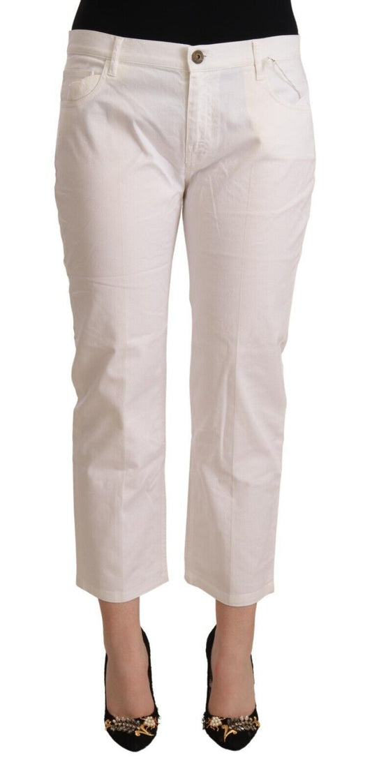 Fashionsarah.com Fashionsarah.com L'Autre Chose Chic White Mid Waist Skinny Cropped Jeans