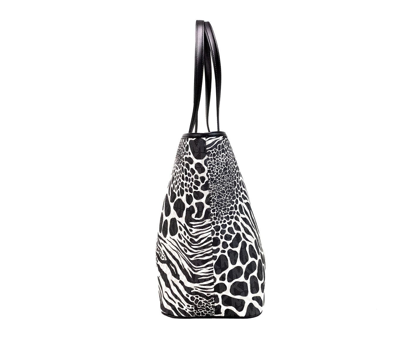 Michael Kors Carter Large Black Animal Print PVC Open Tote Shoulder Purse Bag | Fashionsarah.com