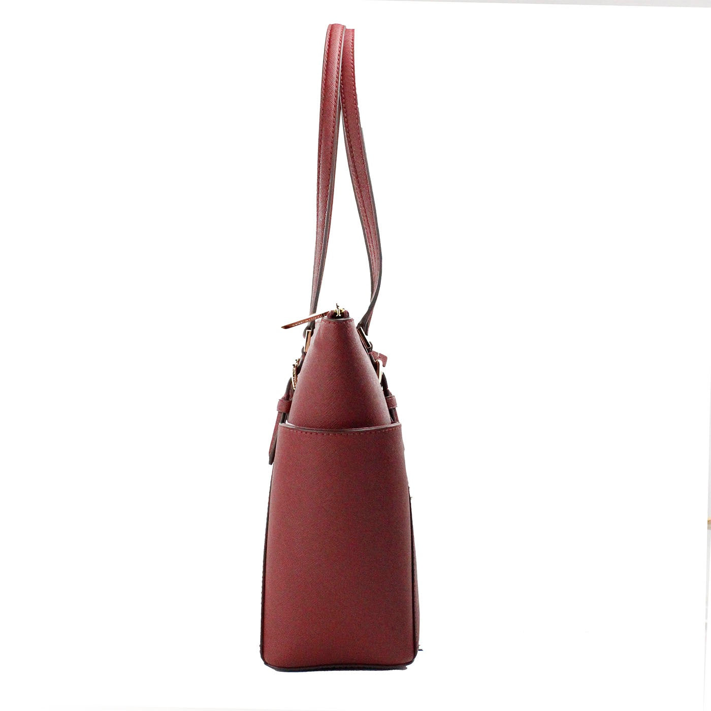 Michael Kors Charlotte Dark Cherry Large Leather Top Zip Tote Bag Purse | Fashionsarah.com