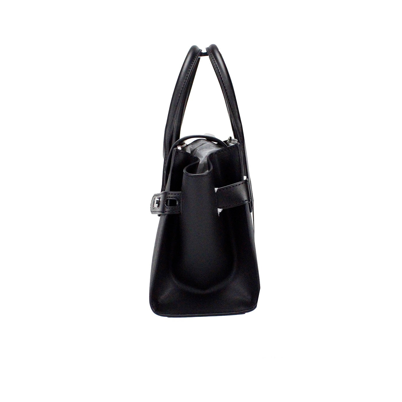 Michael Kors Carmen Medium Black Silver Saffiano Leather Satchel Hand Bag Purse | Fashionsarah.com