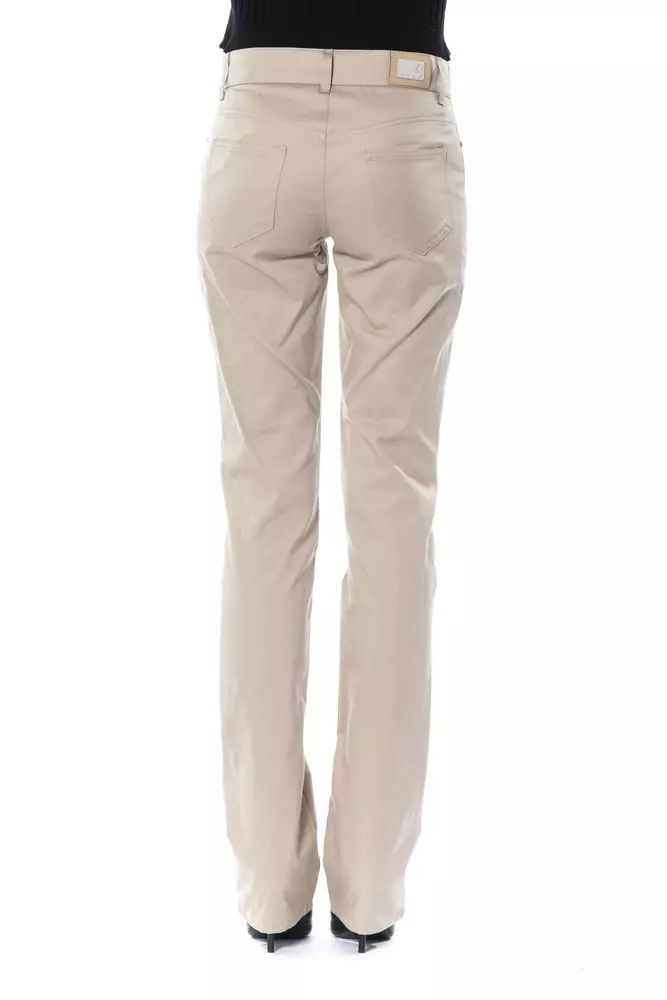 BYBLOS Elegant Beige Cotton Trousers | Fashionsarah.com