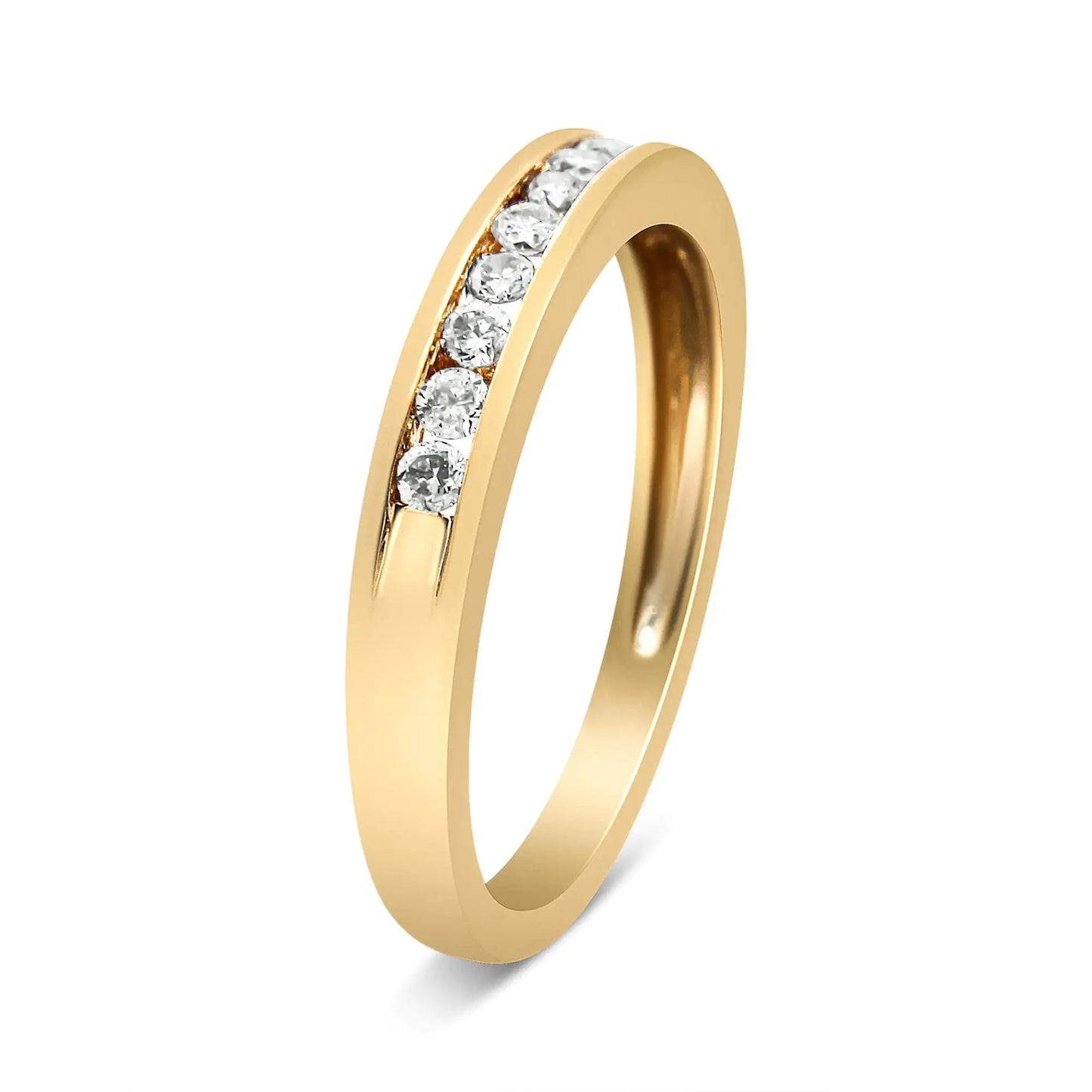 IGI Certified 1/4 Cttw Diamond 10K Yellow Gold Channel Set Band Style Ring (J-K Color, I2-I3 Clarity) | Fashionsarah.com